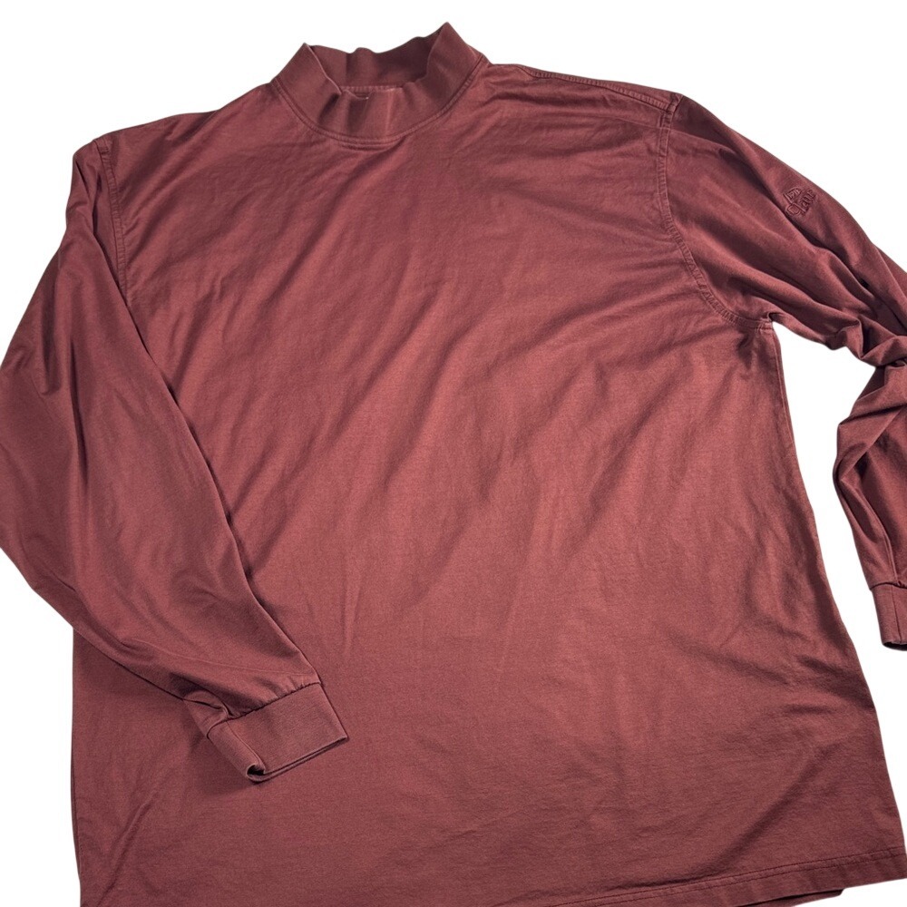 Vardon Mens Mock Neck Long Sleeve Shirt Burgundy Triple Mercerized Cotton HVF023
